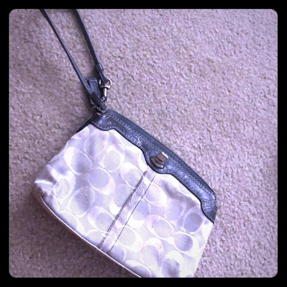 Grey/silver coach wristlet